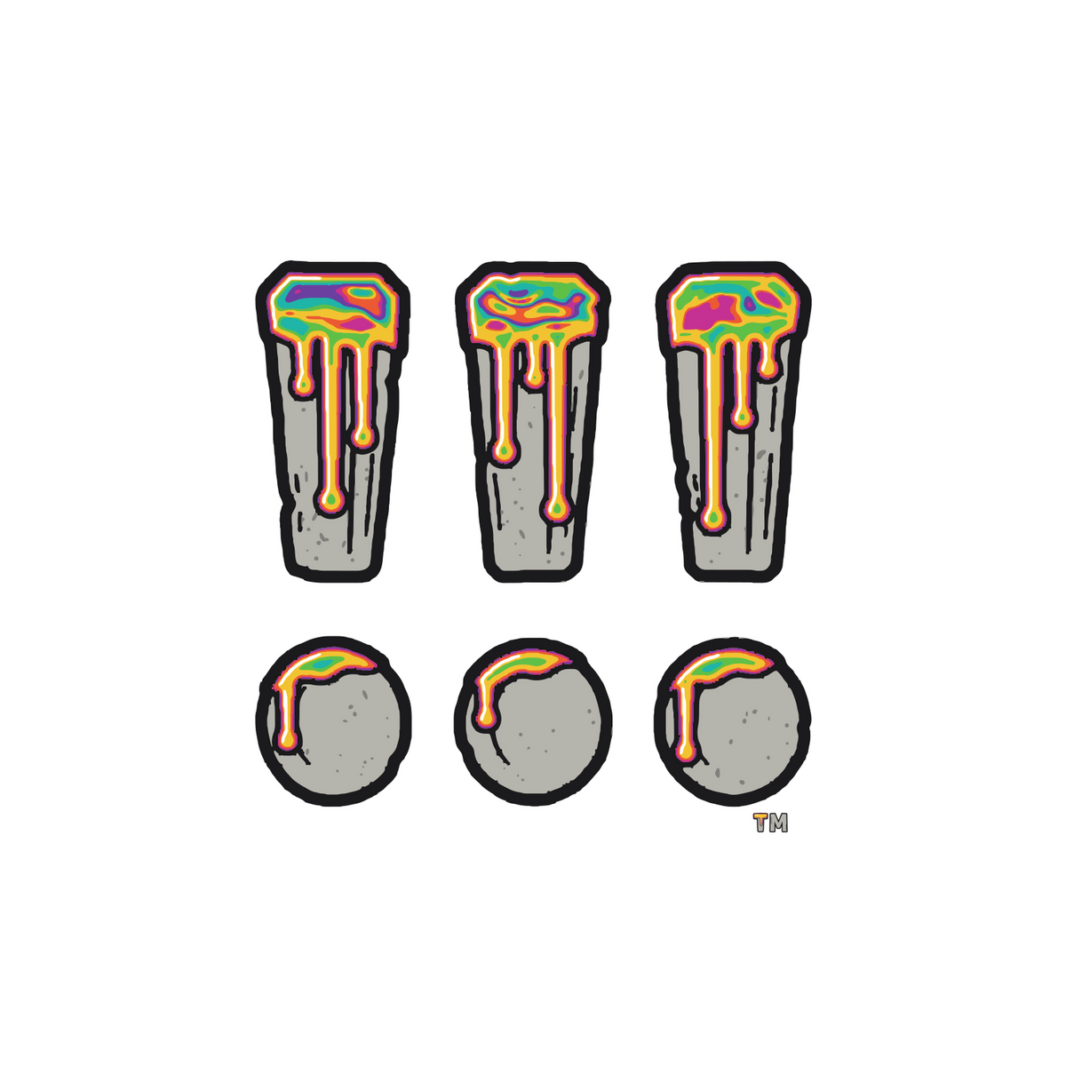 Slow Gold sticker: three stone !!! with gold oil drips, with a small TM
