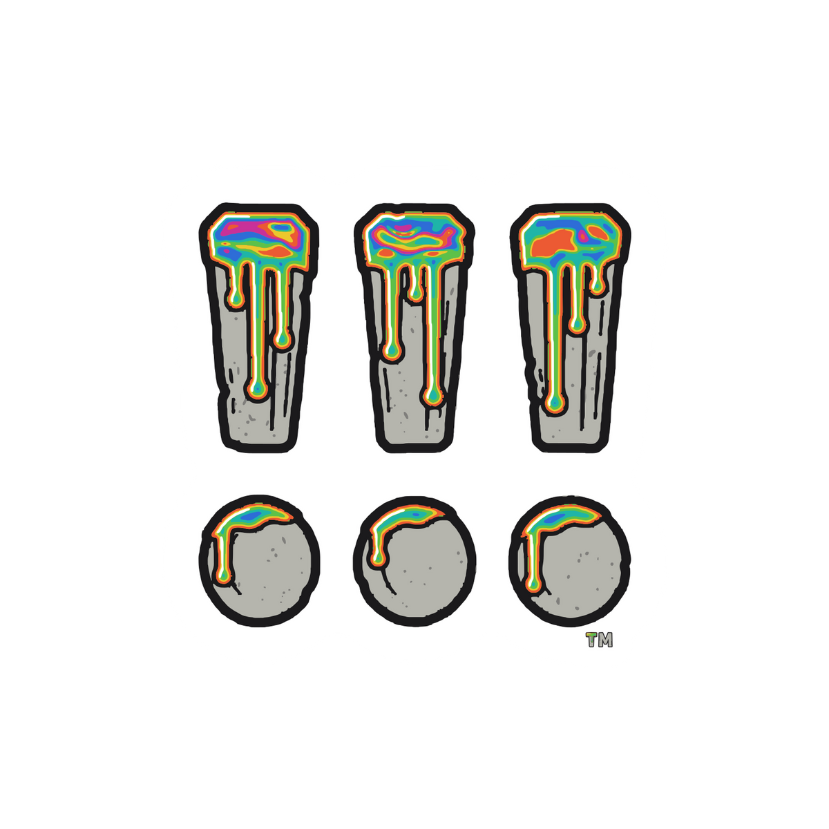 Green Seep sticker: three stone !!! with green oil drips, with a small TM