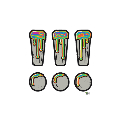 Green Seep sticker: three stone !!! with green oil drips, with a small TM