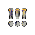Iron Bloom sticker: three stone !!! with amber, violet and teal drips, with a small TM