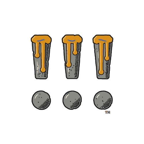 Amber Drip !!! sticker: three stone !!! with amber drips, with a small TM